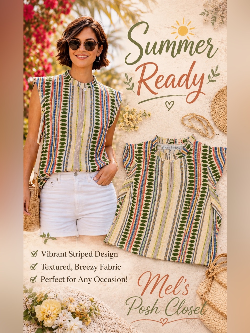 Just Bellina Boho Patterned Top M